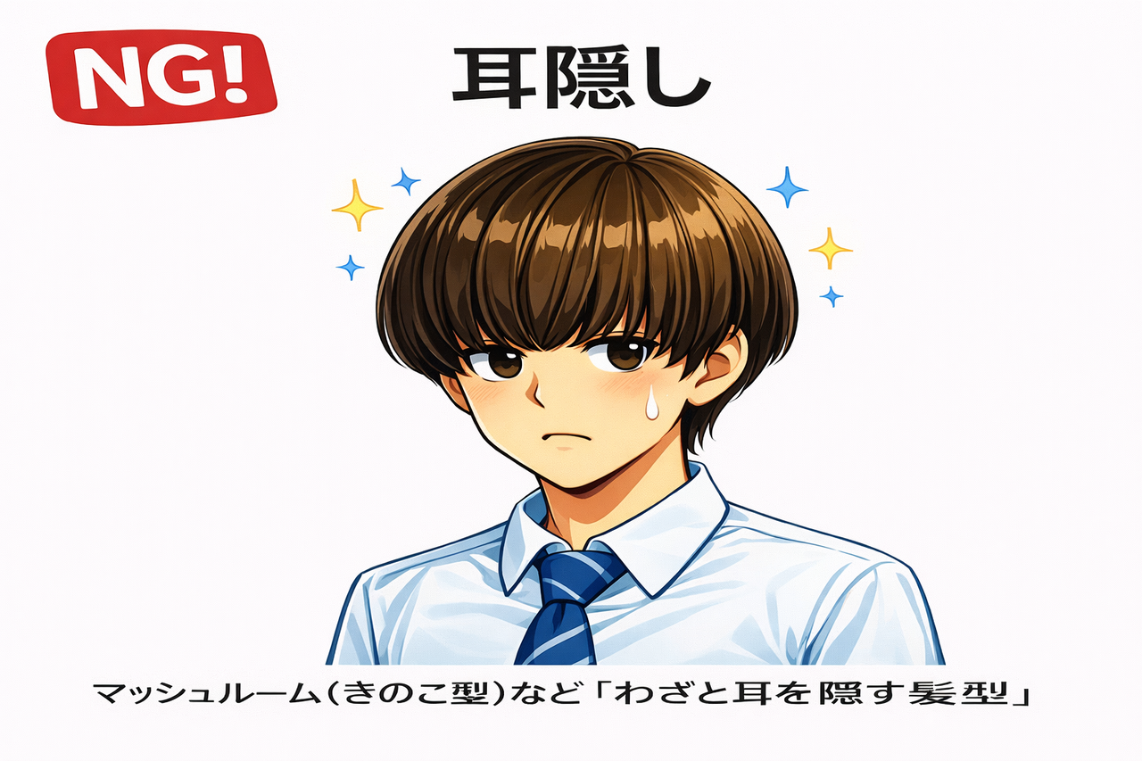 営業の髪型NG例7 耳隠し