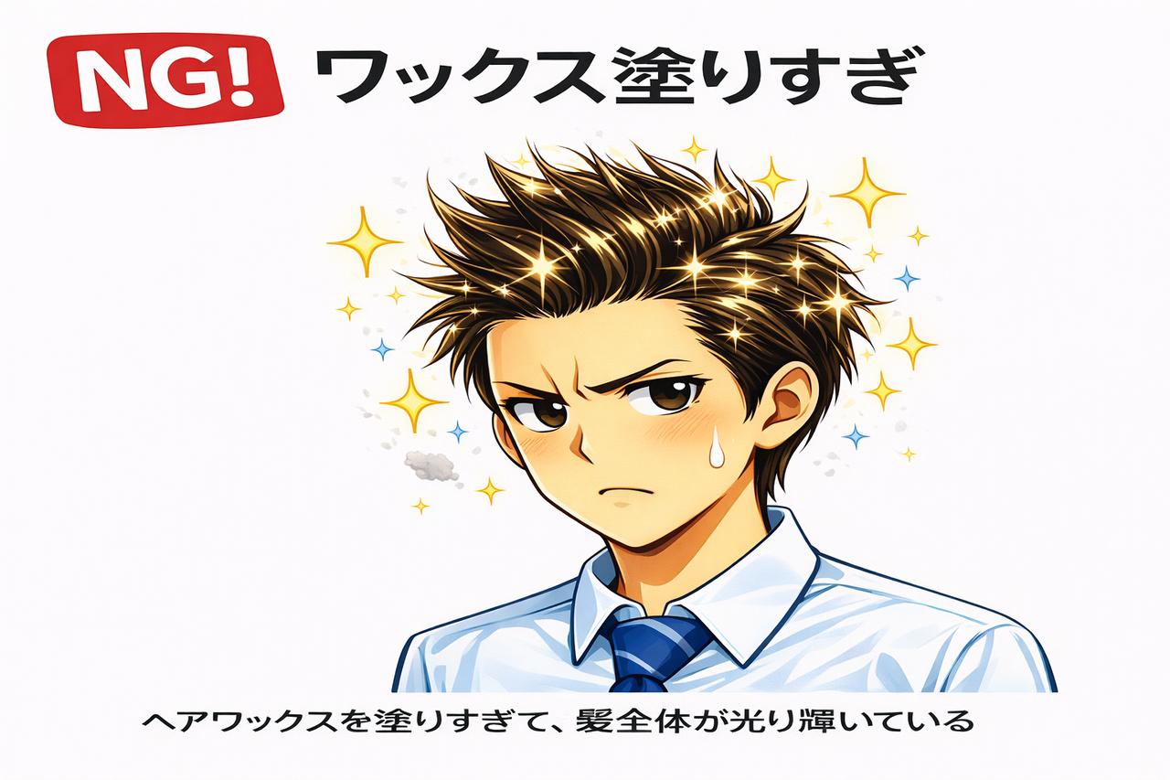 営業の髪型NG例9 ワックス塗りすぎ