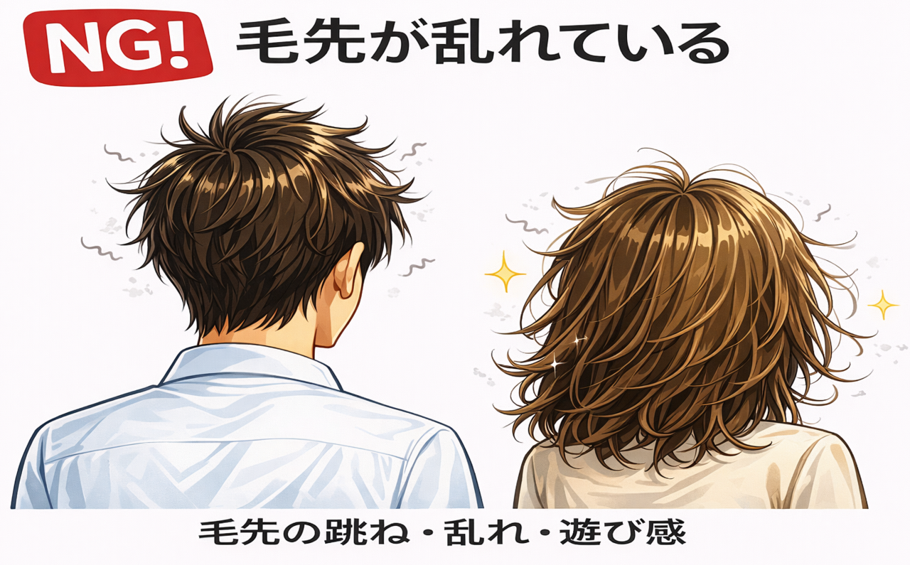 営業の髪型NG例10 毛先が乱れている