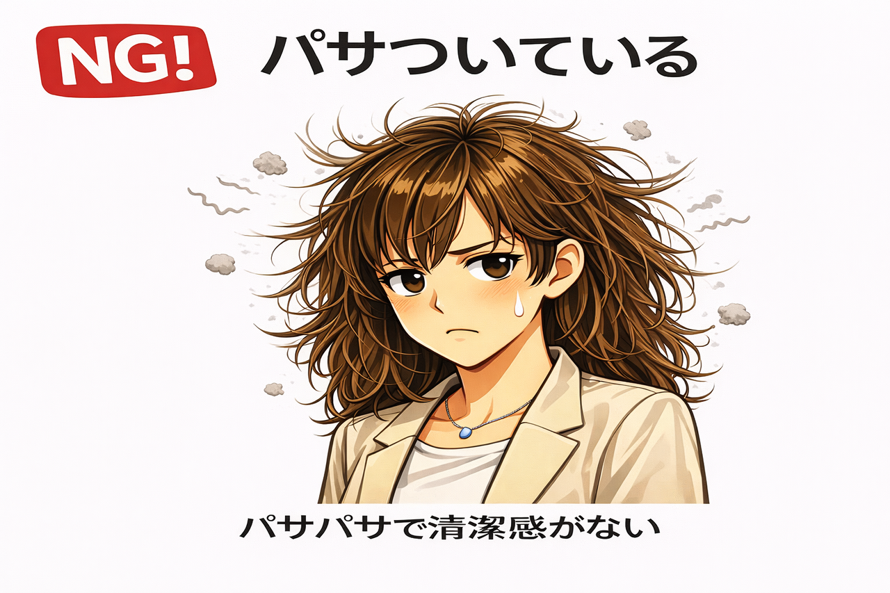 営業の髪型NG例8 パサついている