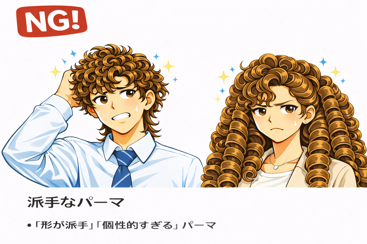 営業の髪型NG例4 派手なパーマ