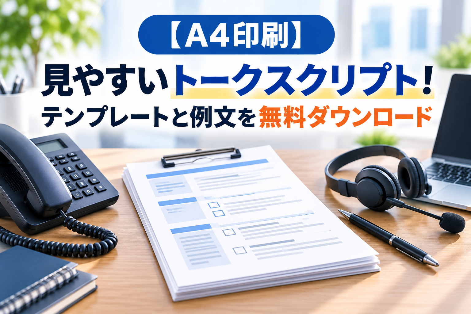 【A4印刷】見やすいトークスクリプト！テンプレートと例文を無料ダウンロード、のタイトル画像