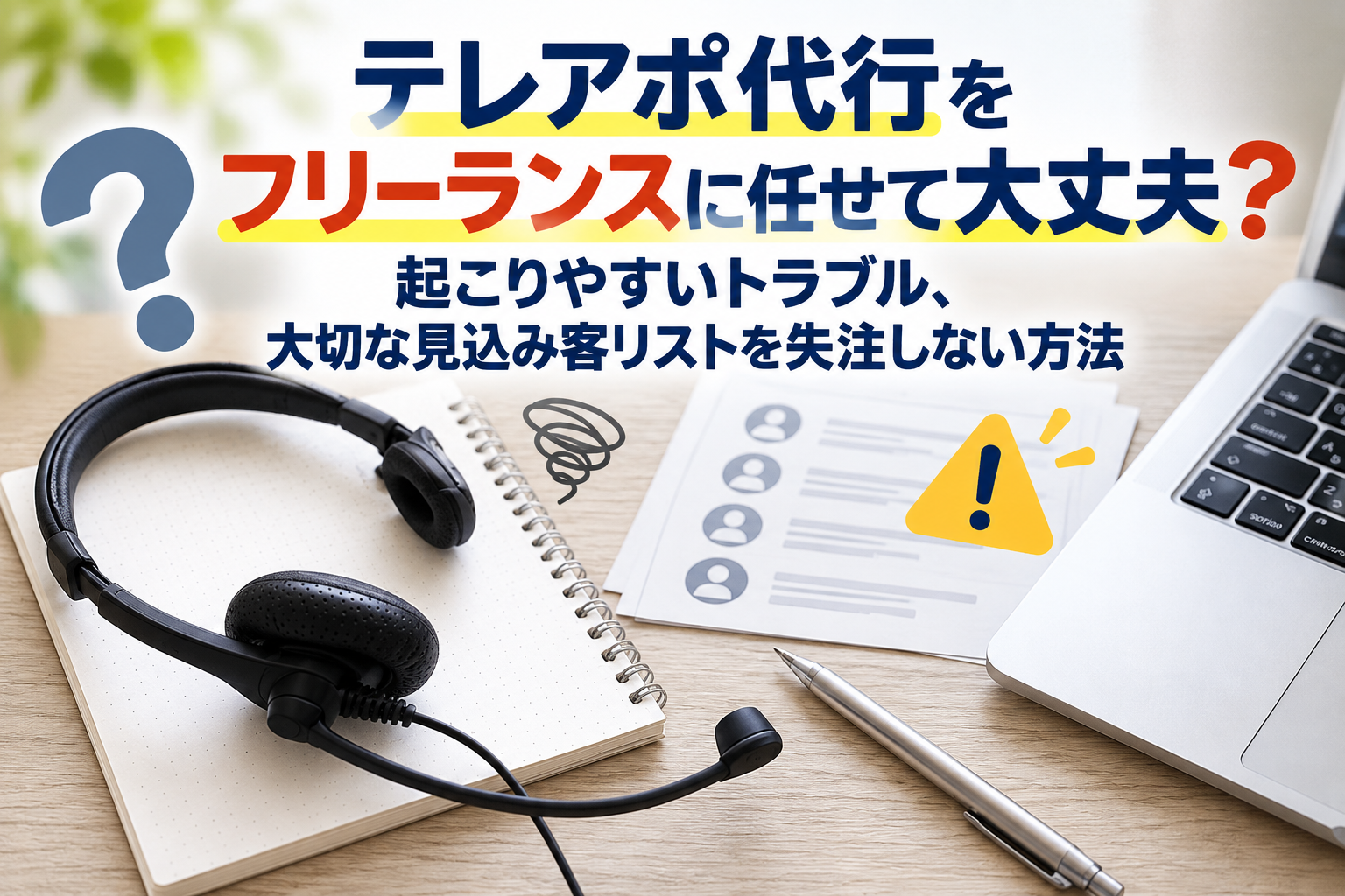 テレアポ代行をフリーランスに任せて大丈夫? 起こりやすいトラブル、大切な見込み客リストを失注しない方法、のタイトル画像