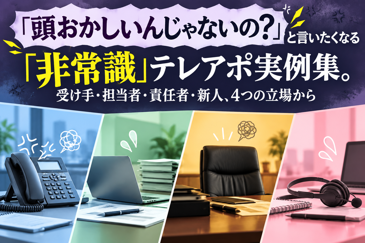 「頭おかしいんじゃないの？」と言いたくなる「非常識」テレアポ実例集。受け手・担当者・責任者・新人、4つの立場から、のタイトル画像